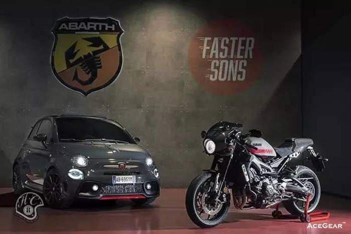 XSR900 ABARTH 是 YAMAHA 与 FIAT 集团最新的合作案例，照片中的汽车是FIAT 500 ABARTH 695 Biposto